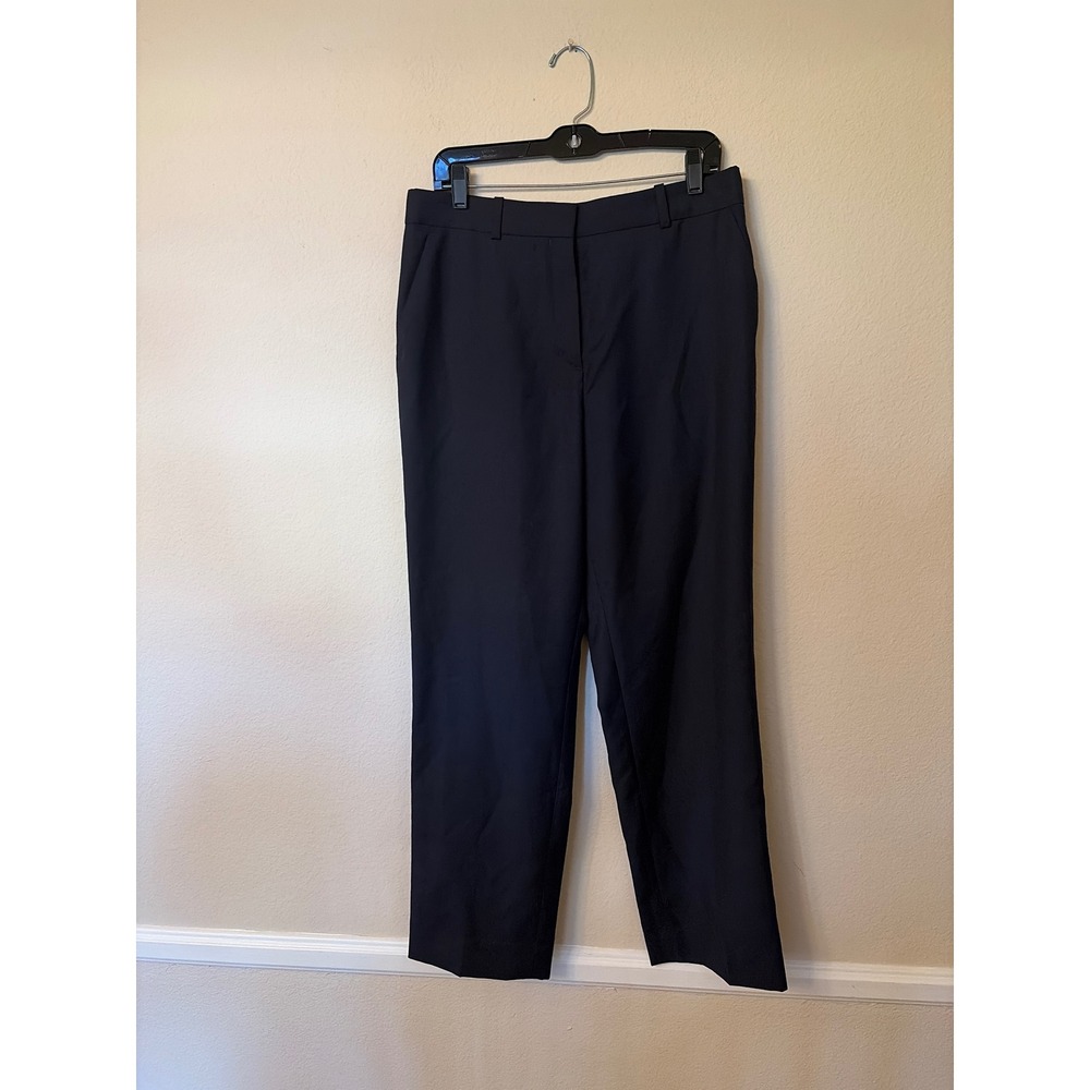 COS Women Navy Blue 100% Wool Straight Leg Tailored Trousers Pants Size 10